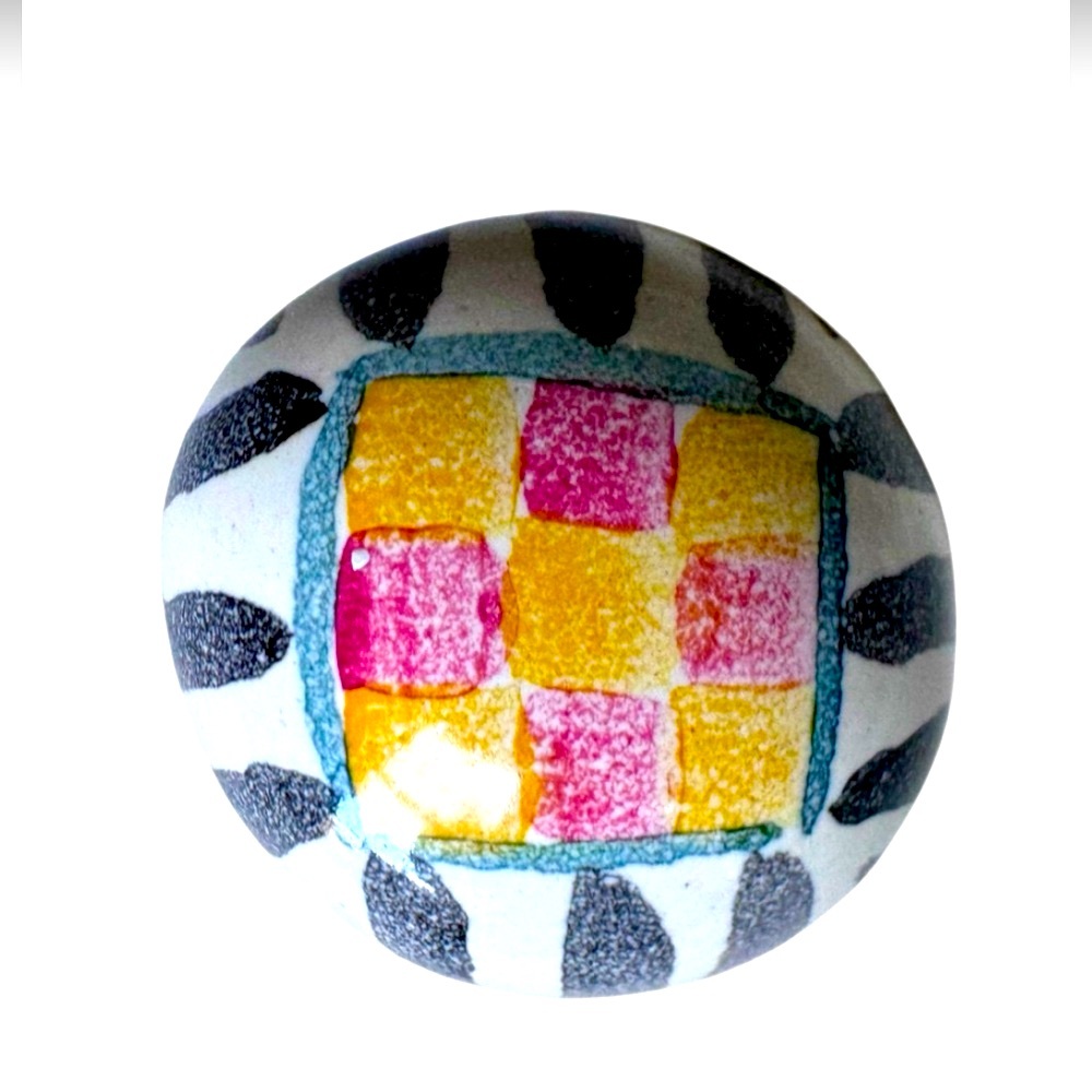 MacKenzie-Childs Hand Painted Ceramic Flower Design Cabinet Pull Knob